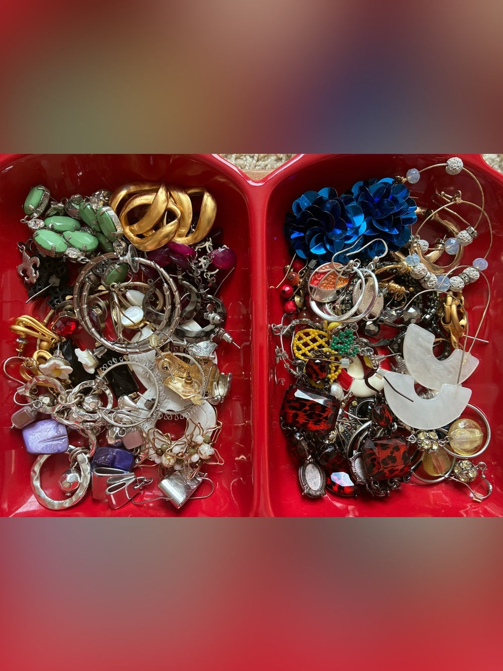 Misc lot of 45 Earrings Dangling Hoop Mixed Color Women Jewelry